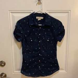 H&M- L.O.G.G.: Short Sleeve Button Down Anchor Blouse